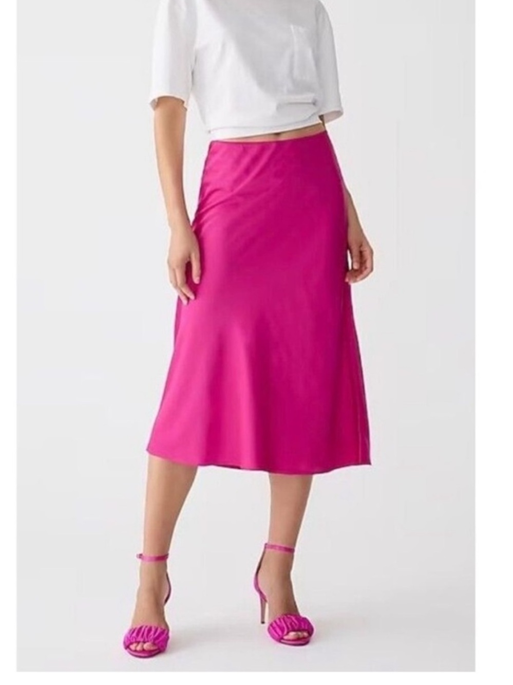 J Crew Gwyneth Slip Skirt Satin Fuchsia Pink Size Medium